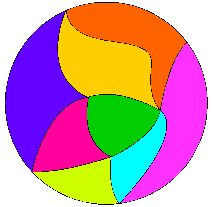 circle divided into wiggly triangles